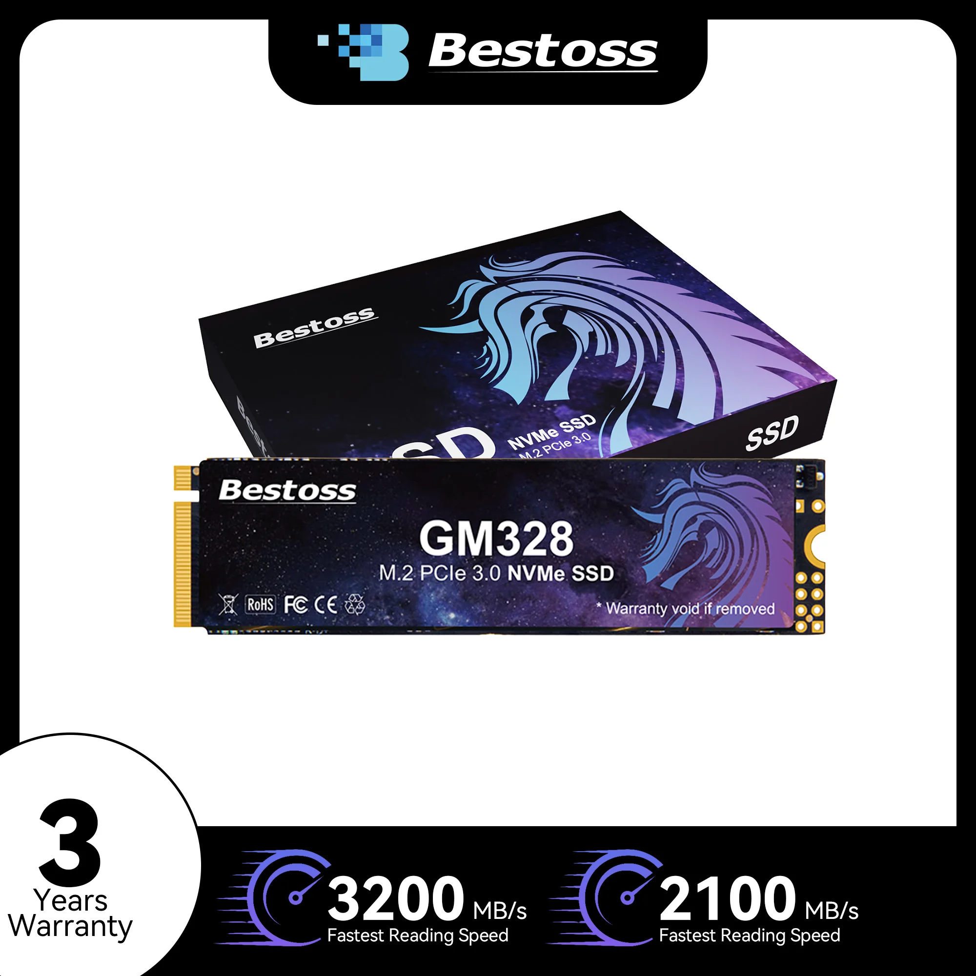 Bestoss PCIe 3.0 NVMe M.2 2280 SSD 512GB 1TB 2TB ordinateur de jeu haute Performance disques SSD pour ordinateur de bureau et ordinateur portable