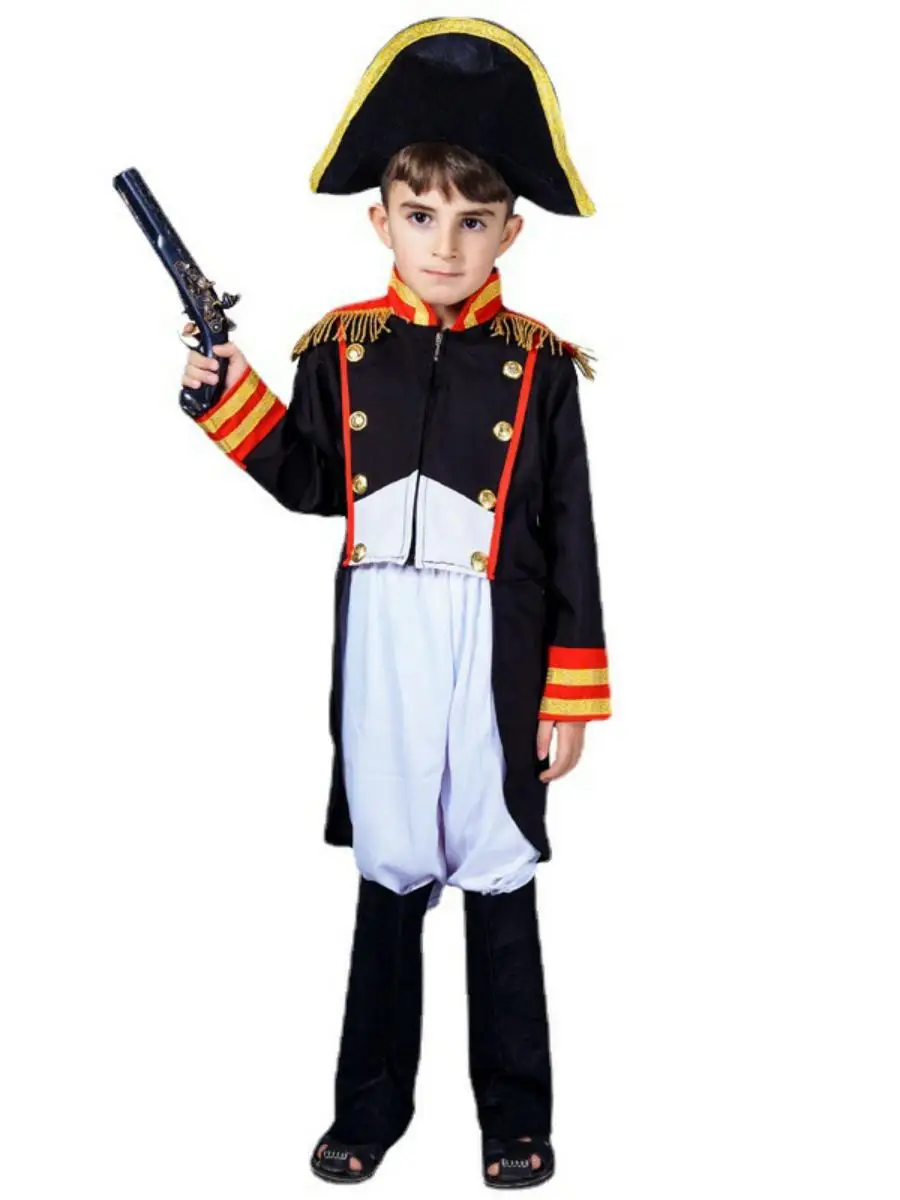 

New loween Boys' Napoleon Stage Performance Suit Children's Day Child's Tailcoat Set Polyester Material Ethnic Stage Costume