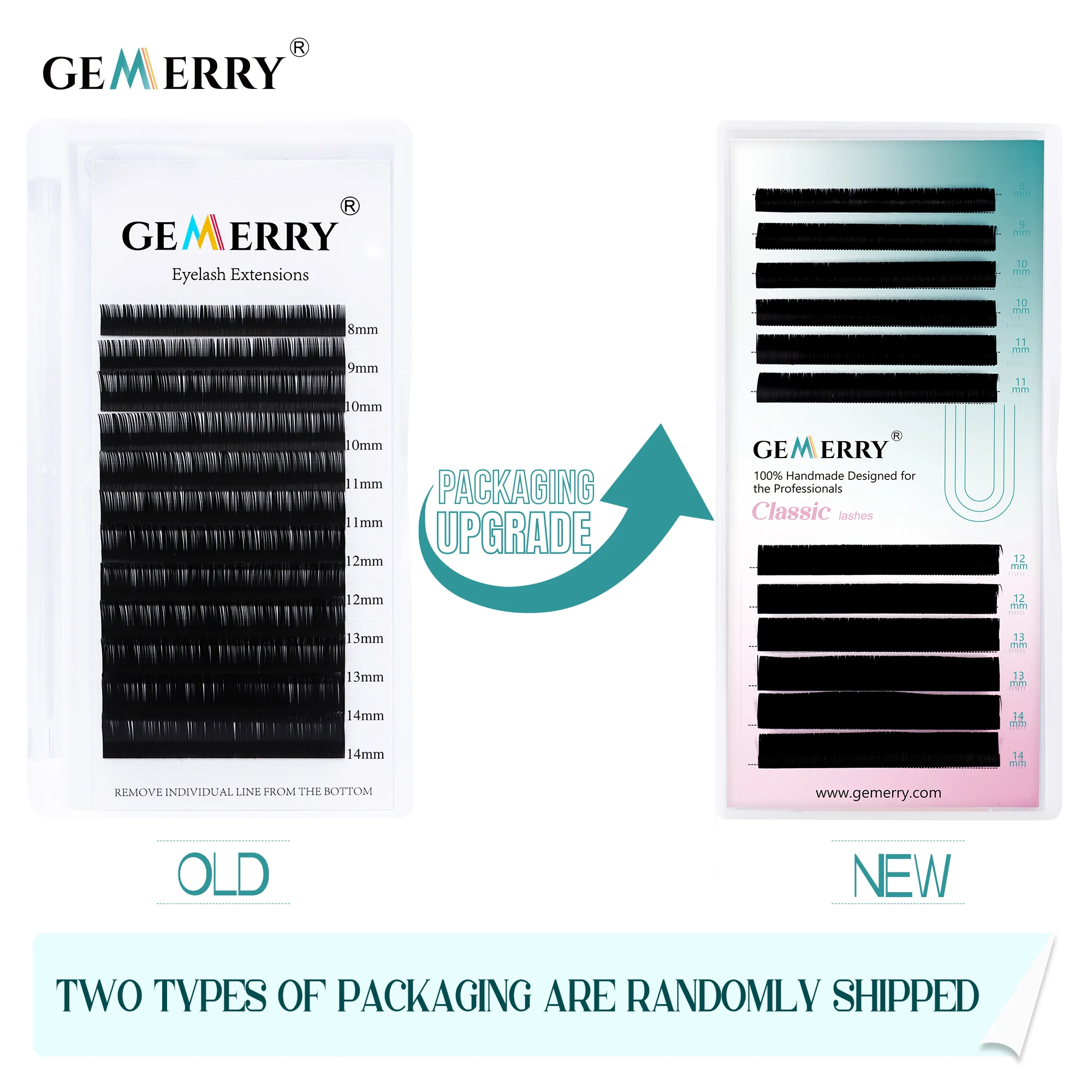 Gemerry Individual Eyelashes For Extension Cat Eyelash Classic Round Lash Faux Mink Handmade Ellipes Flat Lashes Makeup Supplies