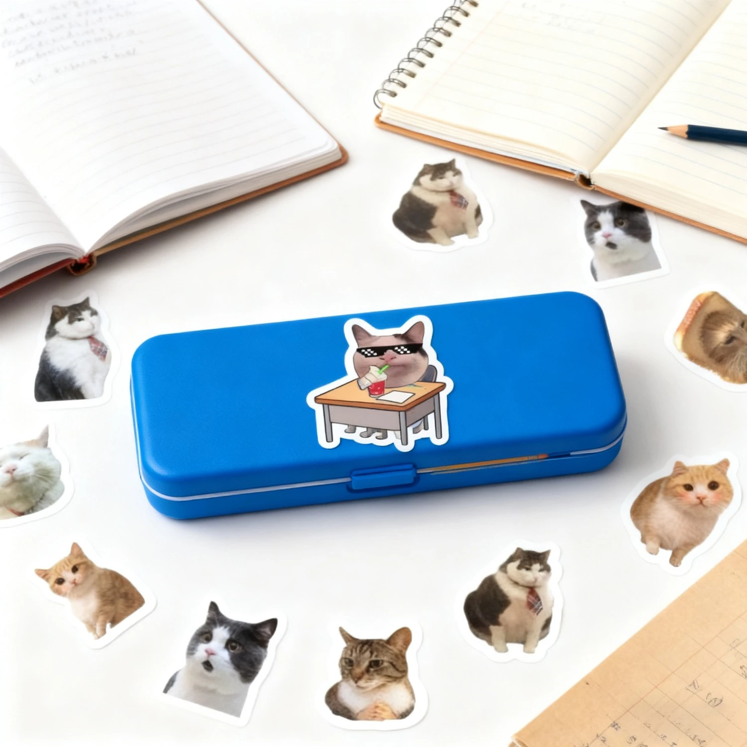 500 pezzi/rotolo adesivi astratti per gatti carini - decalcomanie creative fai da te per bagagli, laptop, telefono e bottiglia d'acqua