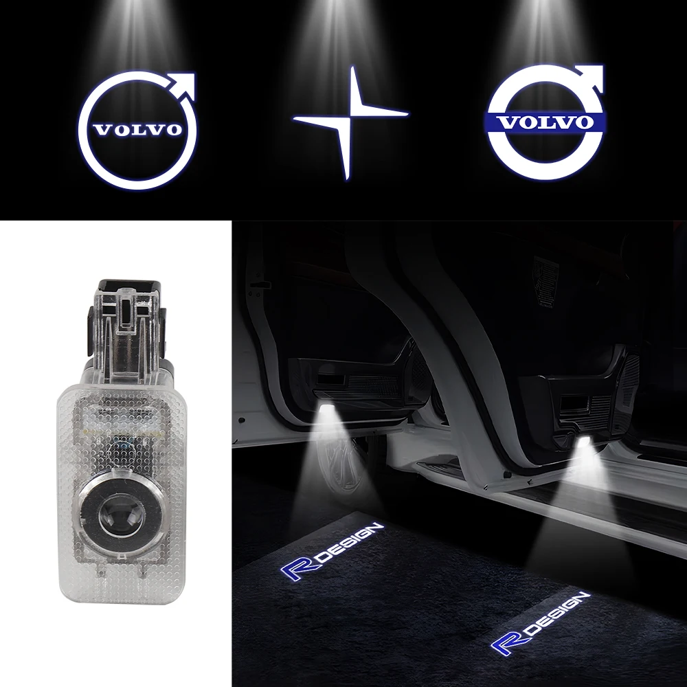 HD Car Door Welcome Projector Light Led Wireless Lamp Decoration Accessories For VOLVO Rdesign S80L S60L V40 CC XC60 V60 XC90