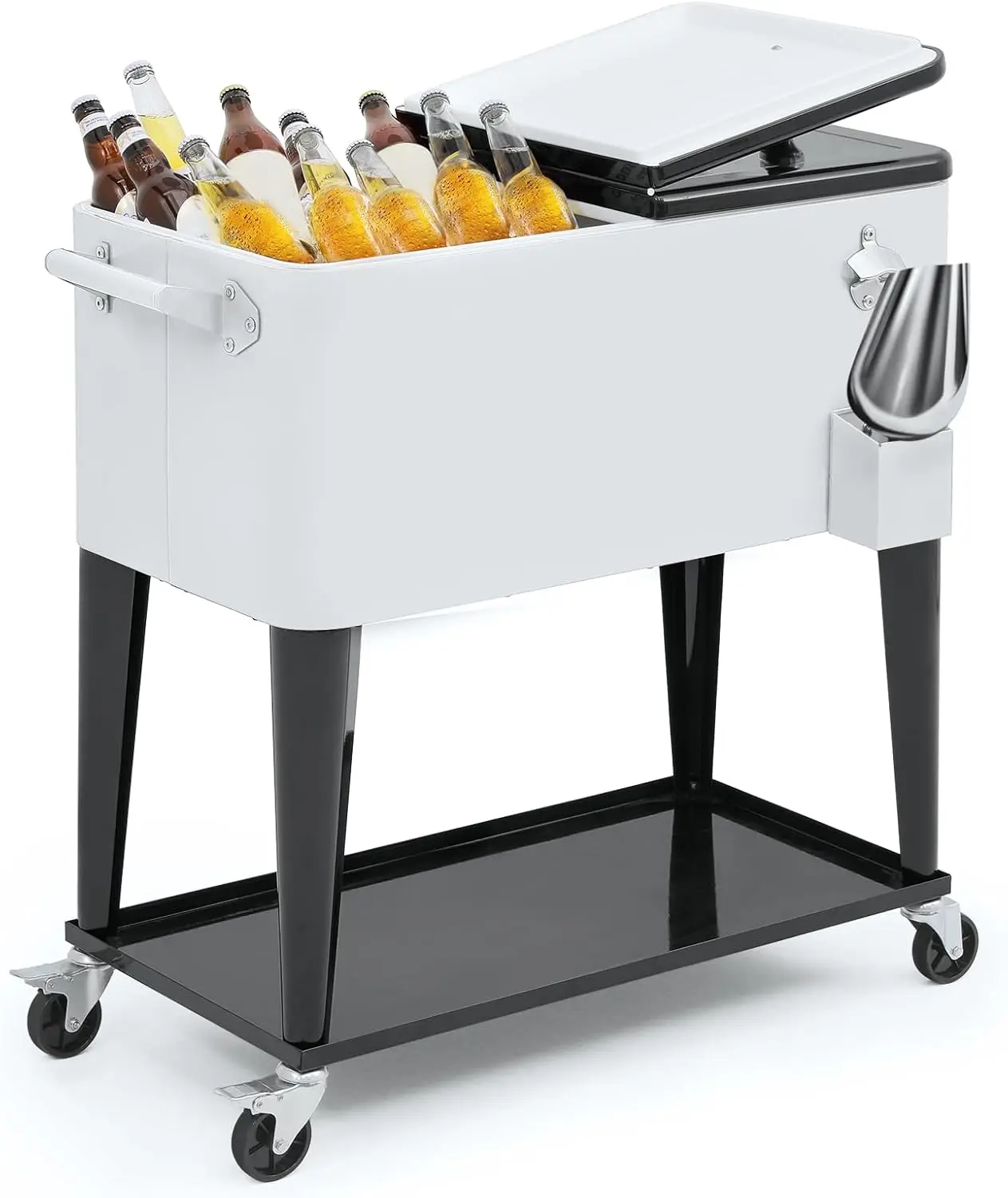 Modern Cooler with Wheels and Handle Outdoor Coolers for Patio and Deck Entertaining Rolling Cooler Large Cooler with Wheels