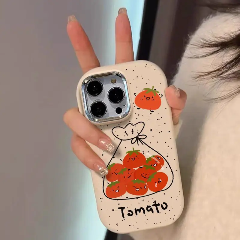 Ink point tomato graphic phone case for iPhone 15 14 13 12 11 x XR Xs SE2 SE 8 7 plus pro Max mini silicone back cover