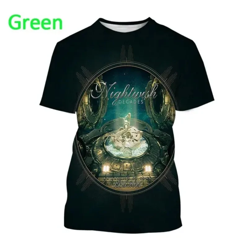 Popular Metal Band Nightwish 3D Printing Men's T shirts Fashion Hip-hop O-Neck Short sleeve T-shirt Oversized Unisex Streetwear