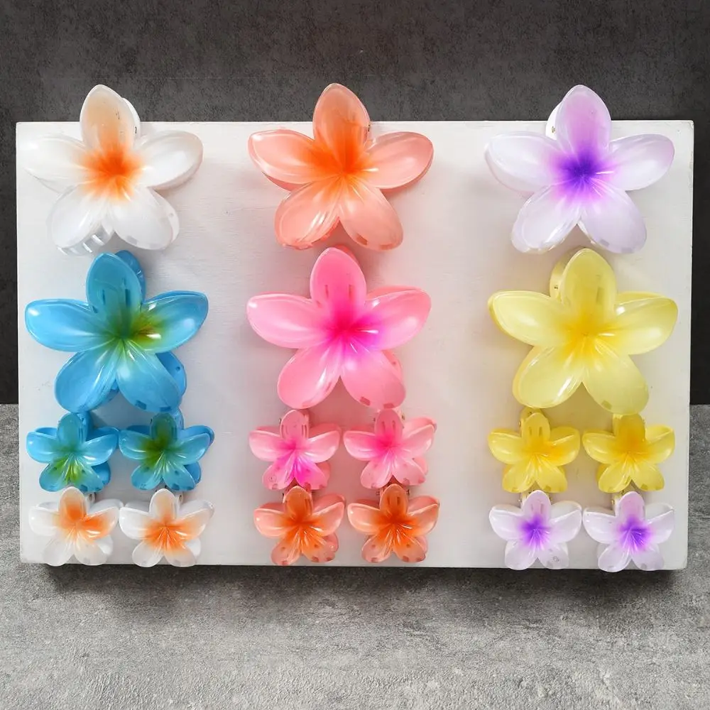 

18Pcs Sweet Gradient Egg Flower Hair Clips Acrylic Barrettes Hawaiian Style Hairpins Hair Claws Daily Use