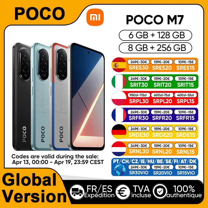 Versione globale POCO M7 Smartphone Snapdragon ®   685 Piattaforma mobile 4G 6,9" FHD+ DotDisplay 7000mAh 33W Ricarica rapida IP64 NFC