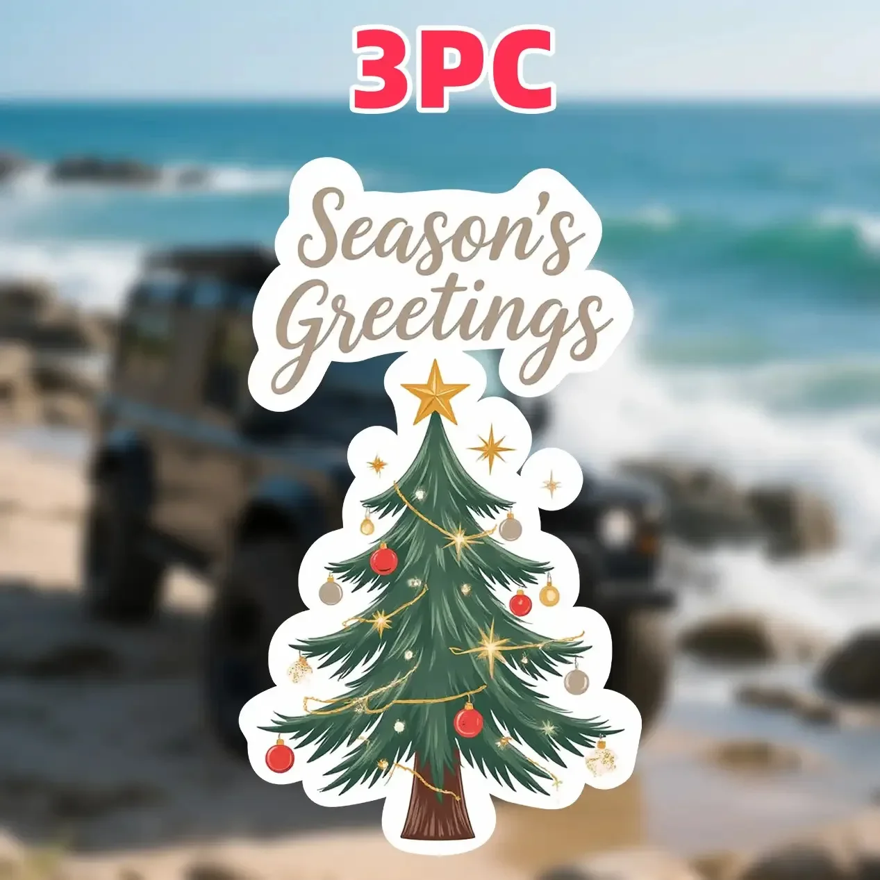 3 قطعة ملصق سيارة لدراجة نارية لموسم شجرة عيد الميلاد، ملصق شجرة مزخرف لسيارات الدراجات النارية، مركبة احتفالية #5
