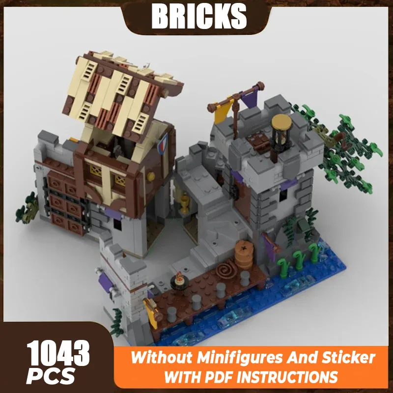 Medieval Street View Model Moc Building Bricks Village River Port Technology Modular Blocks Gift Christmas Toys DIY Set Assembly