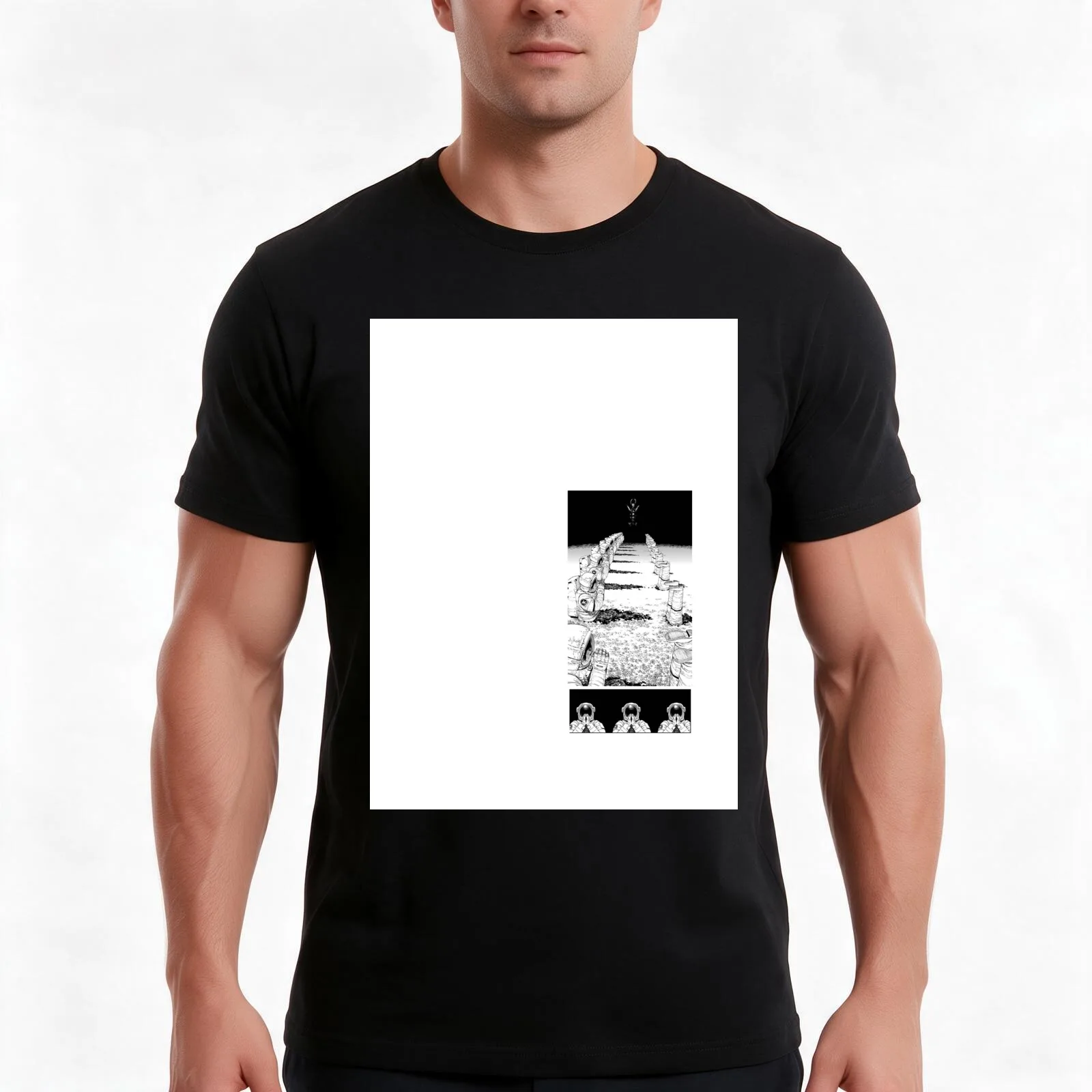Astronaut Dark Pray T-Shirt, Classic Crew Neck Shirt, Breathable Cotton Everyday Tee