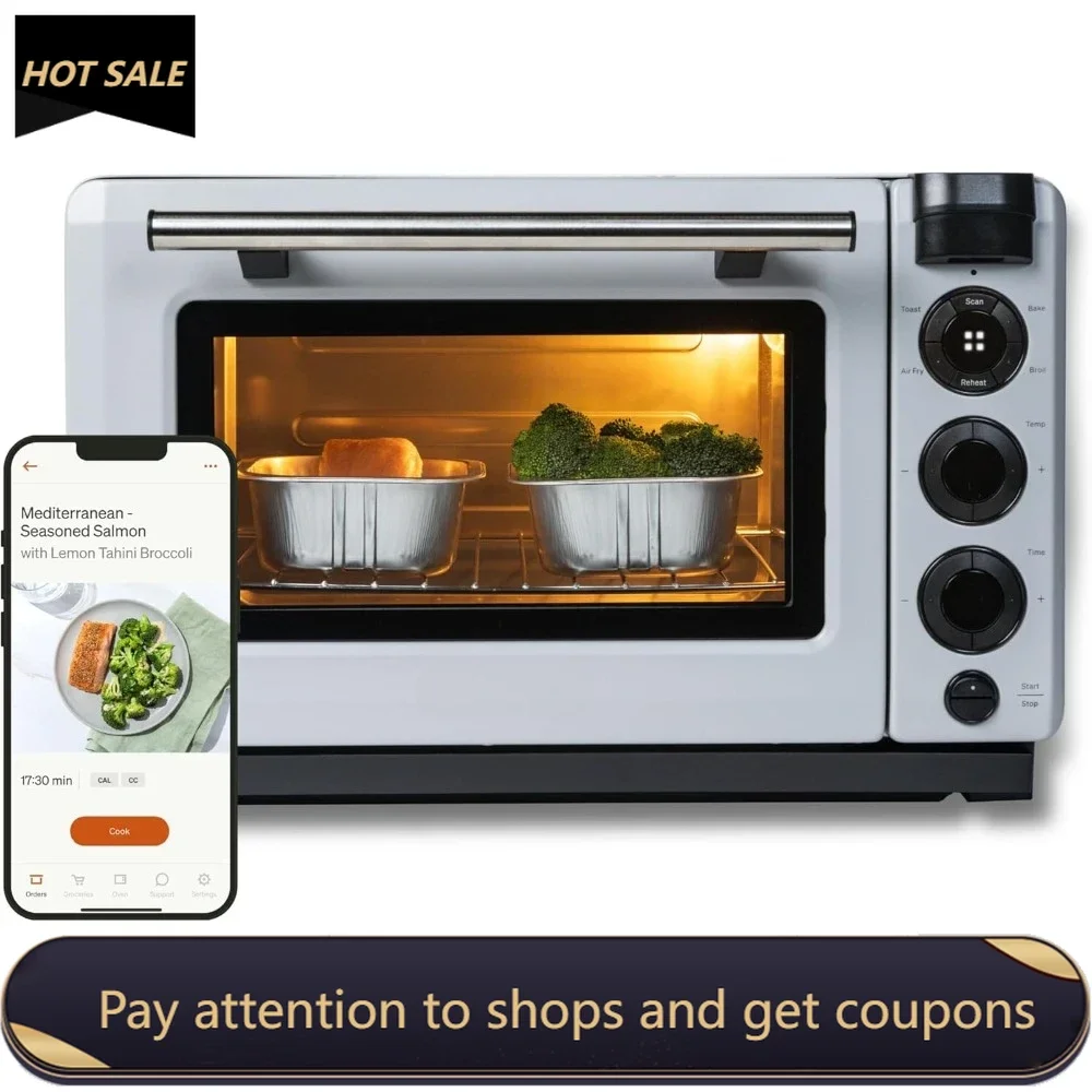 Smart Oven, 5-in-1 Air Fryer Oven Combo - Air Fry, Toast, Bake, Broil, and Reheat - Smartphone Controlled Countertop Convection