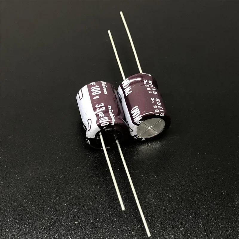 10pcs/100pcs 33 미크로포맷 100V NICHICON PW 시리즈 10x12.5mm 낮은 임피던스 긴 수명 100V33uF 알루미늄 전해 콘덴서