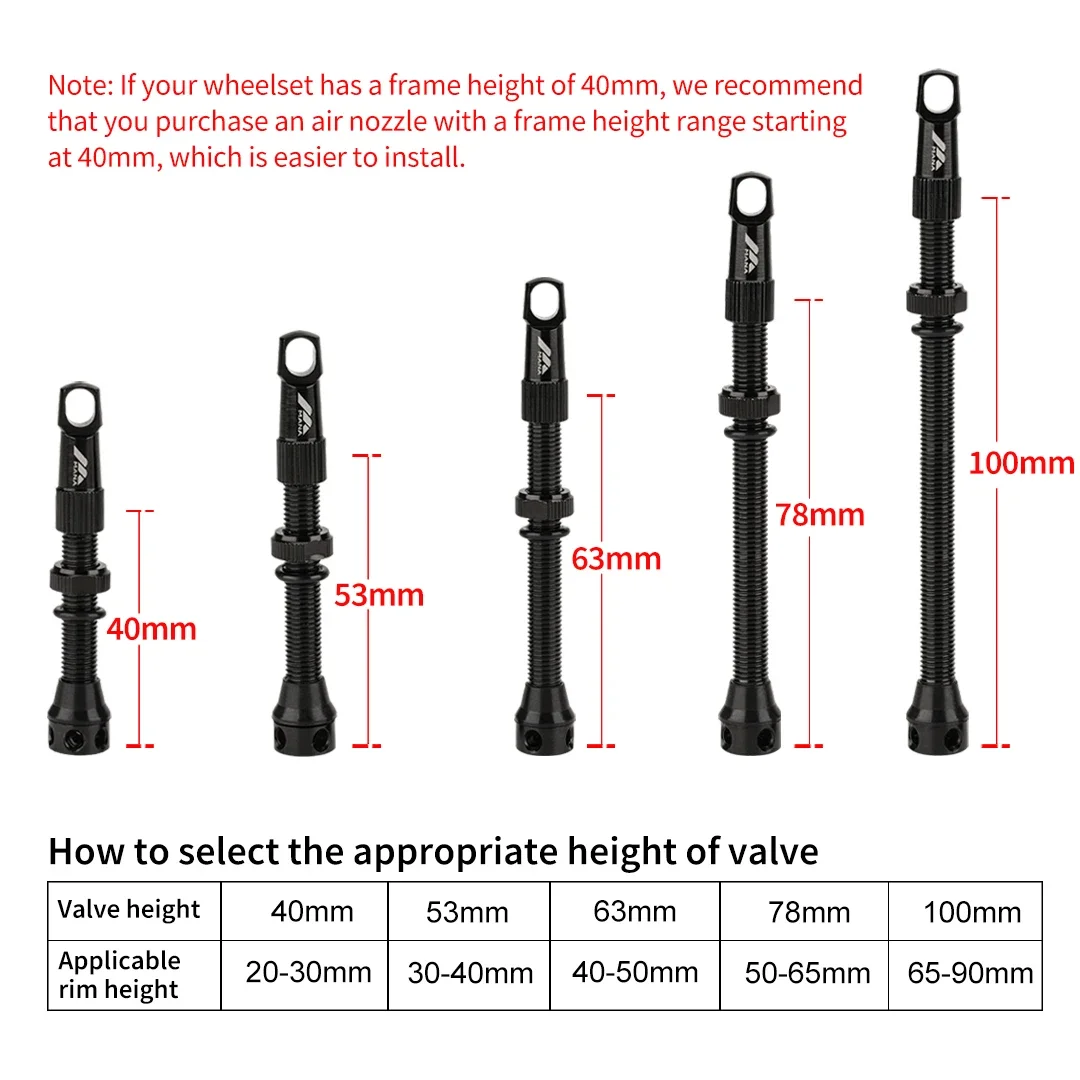 MANA 1Pair 40/53/63/78/100mm Bicycle Presta Valve Aluminum Alloy Valve For Tubeless Road/MTB/Gravel Bike-ELITEWHEELS Uses Valve