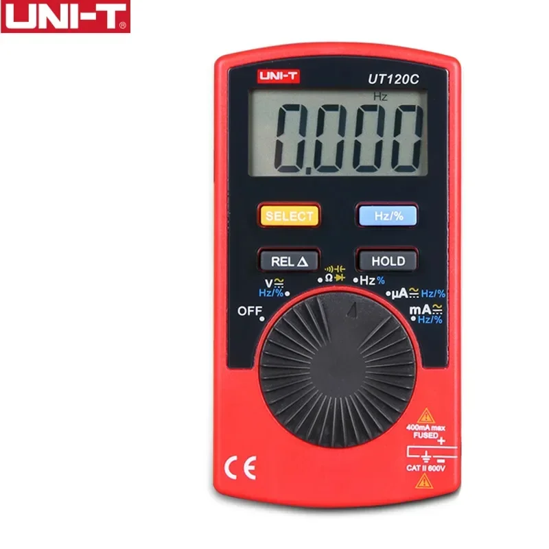 Imagem -02 - Multímetro Digital de Tamanho Uni-t-pocket Ut120c Mini Medidores Elétricos Testador de Alcance Automático Tensão dc ac Tensão Display Lcd Mini