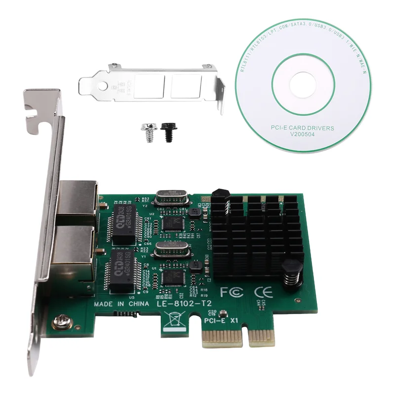 

A29F-PCI-E Desktop Gigabit Dual Port Wired NIC PCI-E Gigabit Ethernet Server Adapter With 2 RJ45 Ports Support 10/100/1000Mbps