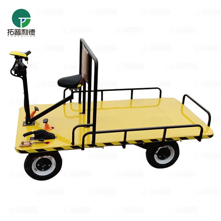 2 Tons Factory Guardrail Platform Electric Flatbed Transportation Cart