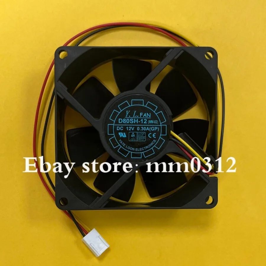 For  YaLnFAN D80SH-12 8025 DC12V 0.30A 3-wire silent cooling fan