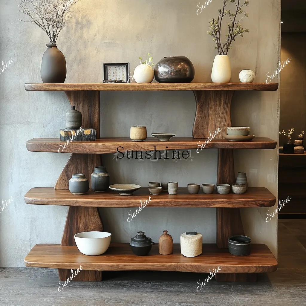 Log wind solid wood floor-to-ceiling retro B & B wabi-sa aesthetic style decorative furniture  FT
