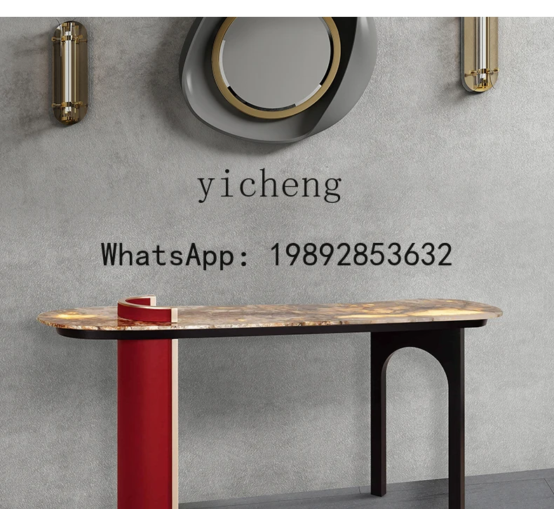 

B-3 light luxury wall entrance table narrow entrance entry stainless steel natural luxury stone entrance platform