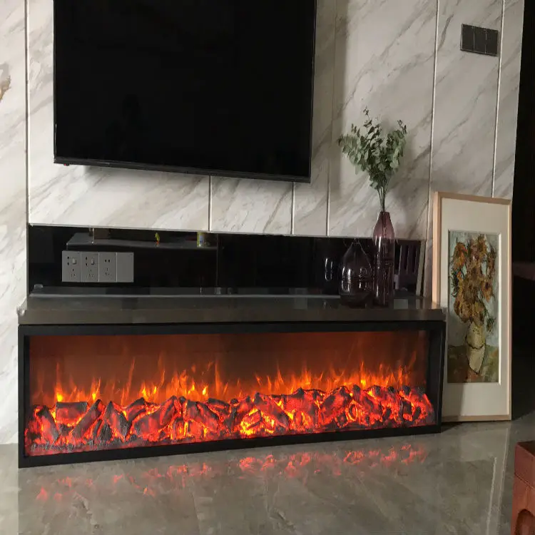 Lar 1800mm Modern Hotel Electric Fireplace With 3D Pebbles Effect Contemporary Electric Fireplaces