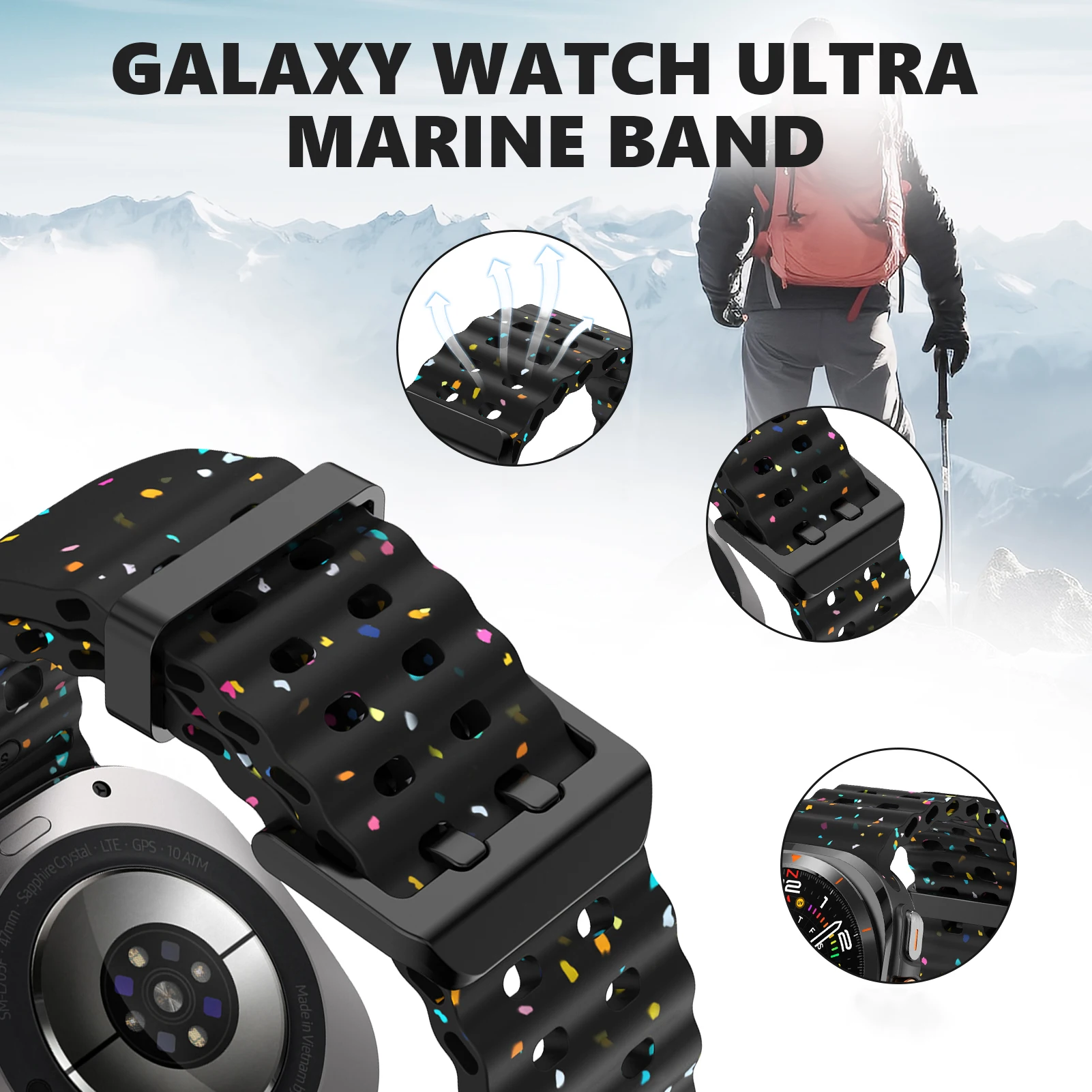 

Original Marine Strap for Samsung Galaxy watch Ultra 47mm Accessories Silicone Sport Bracelet Correa Galaxy watch 7 Ultra Band