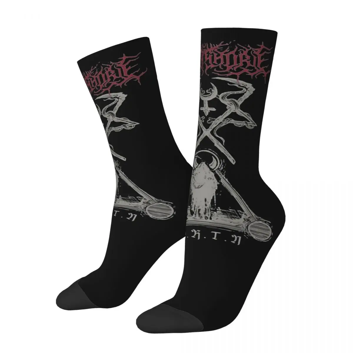 Cool Lorna Shore Basketball Socks Deathcore Music Polyester Long Socks for Women Men Sweat Absorbing