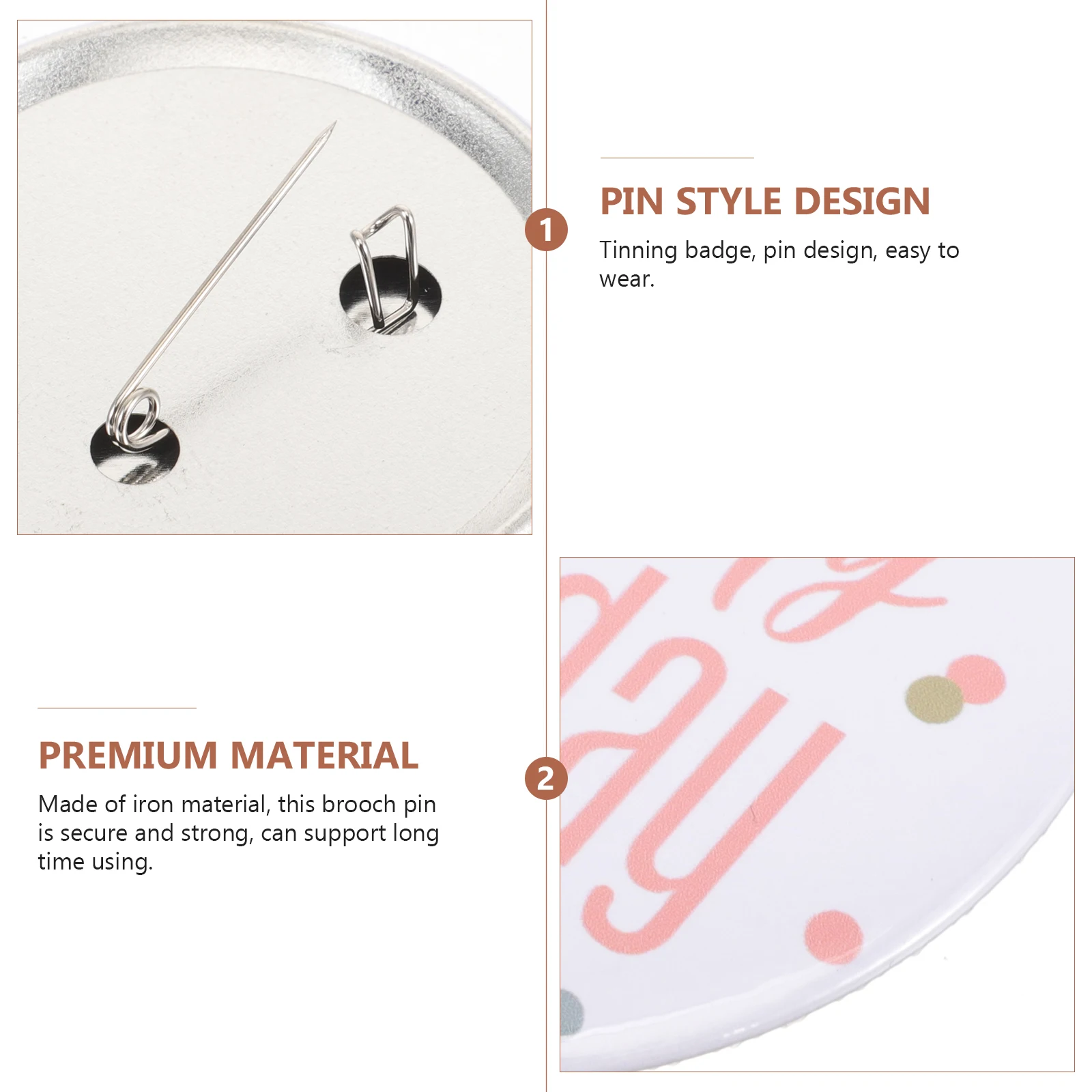 여성을위한 6 Pcs 금속 브로치 여성 생일 핀 소녀 파티 철 선물 세트 흰색 생일 금속 핀 배경