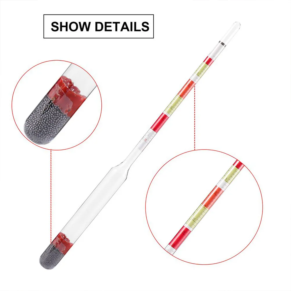 Hydrometer for Home Brew Beer Wine Alcohol Testing Triple Scale Brix Specific Gravity Measurement Alcohol Proof Tool