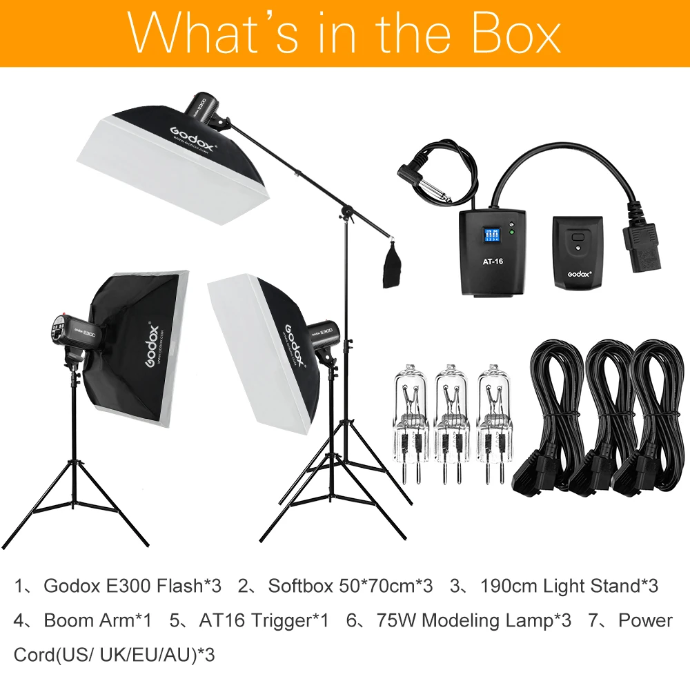 900Ws Godox Strobe Studio Flash Light Kit 900W - Photographic Lighting - Strobes, Light Stands, Triggers, Soft Box,Boom Arm