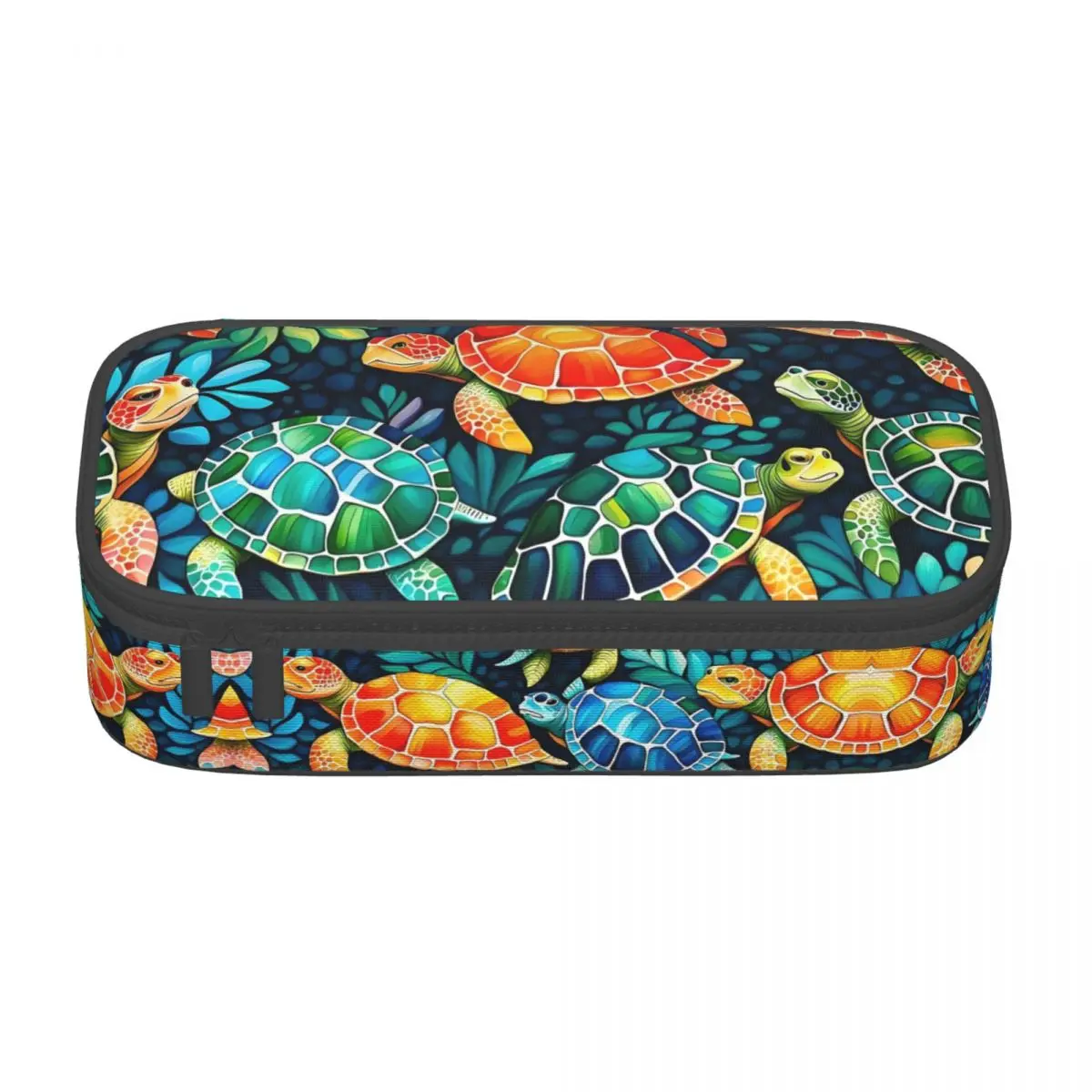 Custom Cute Funny Colorful Sea Turtle Pencil Cases for Girl Boy Big Capacity Pencil Box School Supplies