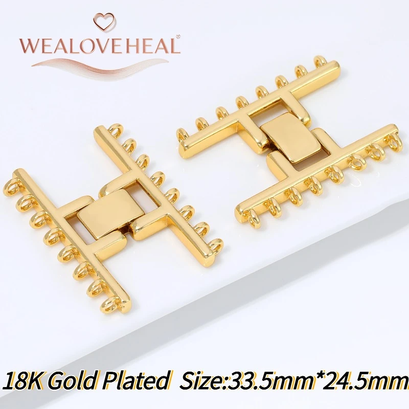 armband verschluss, 18K vergoldeter Messing-Mehrstrang-Kastenverschluss für Perlenketten und Armbänder, 2, 4, 8-reihiger Verbinder, DIY Schmuckherstellungszubehör, Verschluss – Detail 25