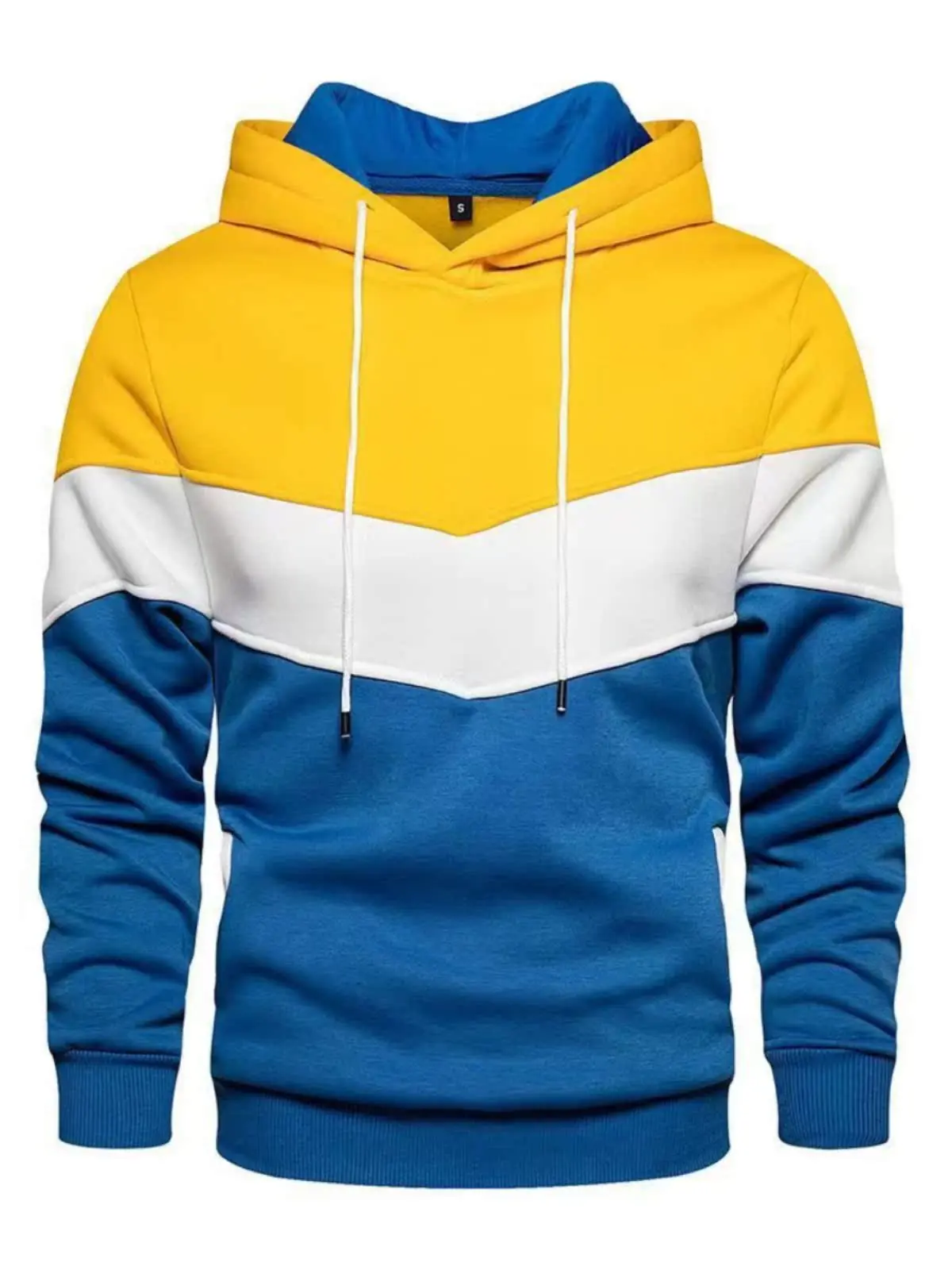 

Trendy Men's Splicing Hoodie Pullover Long Sve V-Ne Autumn Winter Slim Fit Faionable Youthful Sle Casual Jaet