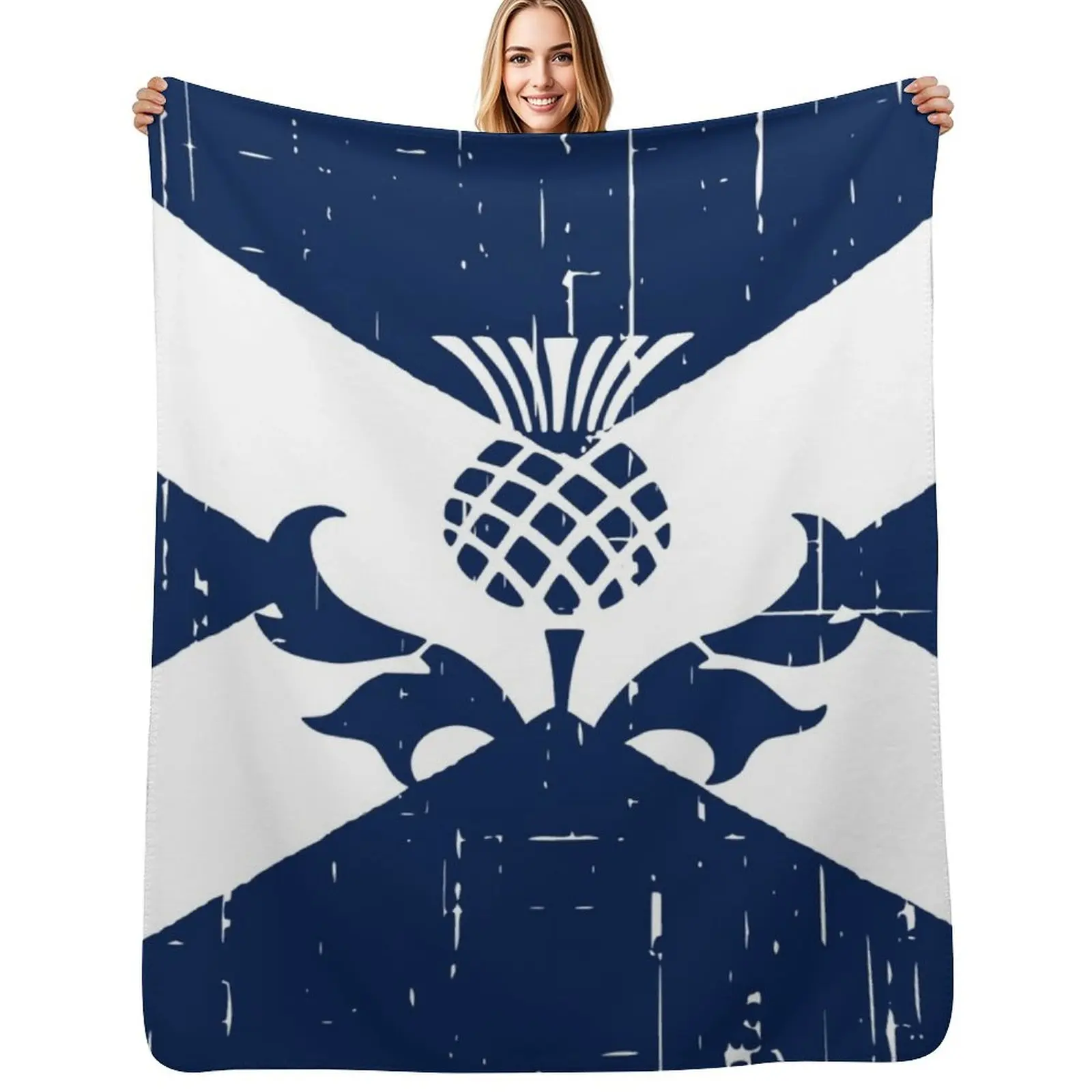 Saltire Scottish Flag and Scottish Thistle Throw Blanket Picnic For Baby Luxury Thicken Soft Big heavy to sleep Thin Blankets