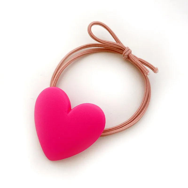2025 نمط جديد لون الحلوى شكل قلب Scrunchies الحلو في سن المراهقة الفتيات كعكة العلاقات الشعر الكورية نمط مرونة إكسسوارات الشعر