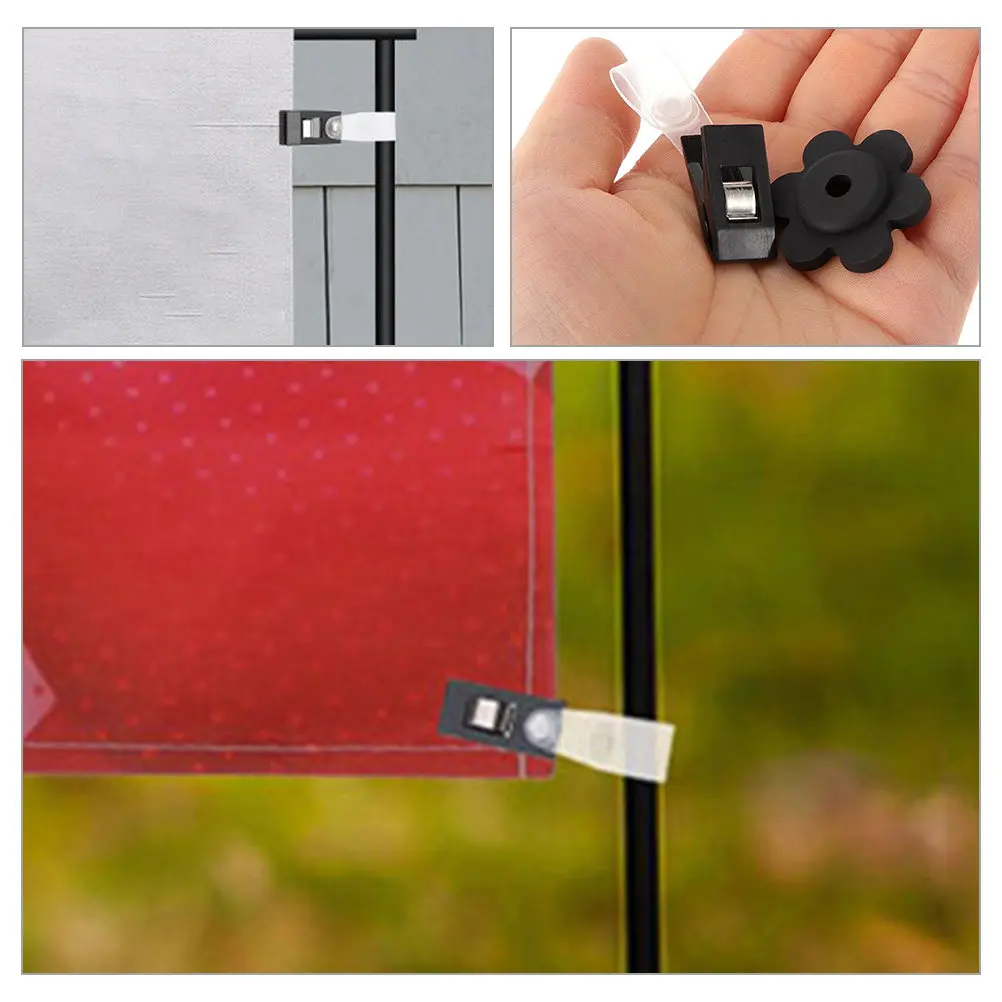 Adjustable Flag Pole Clips Garden Stopper and Clamps Flagpole Black Holder Stand