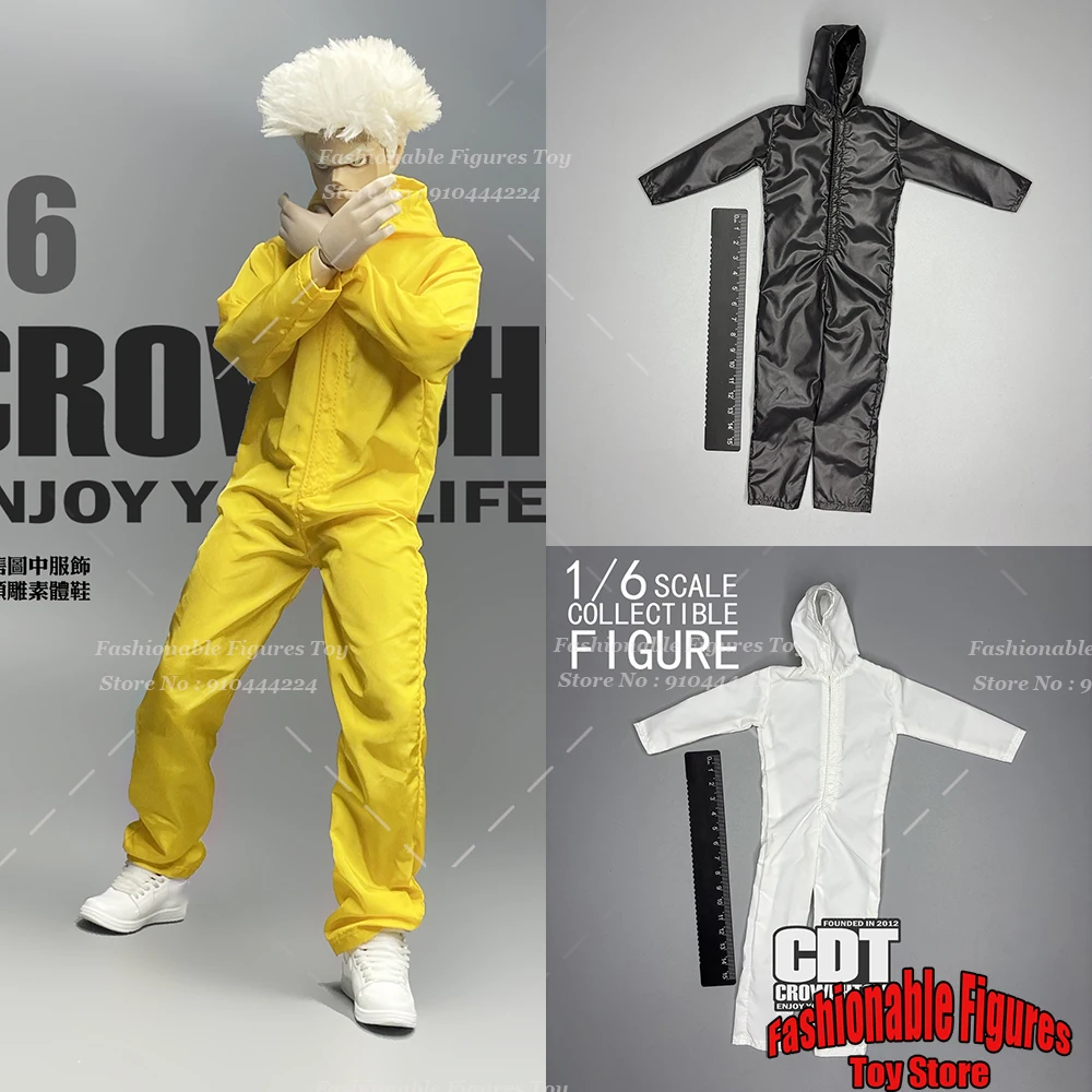 

‌CROWDHTOYS 1/6 Men Soldier Bodysuit Hooded Half-Zip Jumpsuit Cosplay Lab Coat‌ Clothes Fit 12Inch Action Figure Model Toys