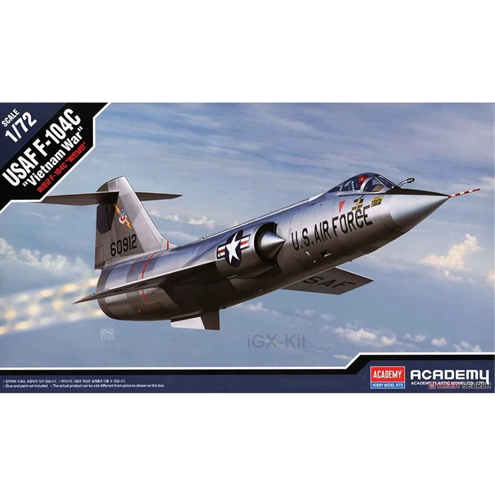 Academy 12576 1/72 Scale US F104 F-104C Starfighter Vietnam Fighter Jet Aircraft Hobby Craft Toy Plastic Model Building Kit