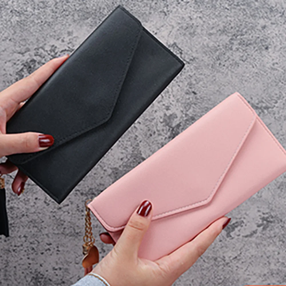 

Women Long Wallets PU Leather Money Bag Solid Color Clutch Bag Large Capacity Card Bag Coin Purse Cards Holder Moneybag