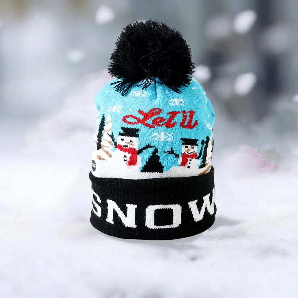 Christmas Elk Santa Hat Spread Joy Warmth Festive Men Women Knit Santa Hat Cartoon Lovely Beautiful Winter Hat