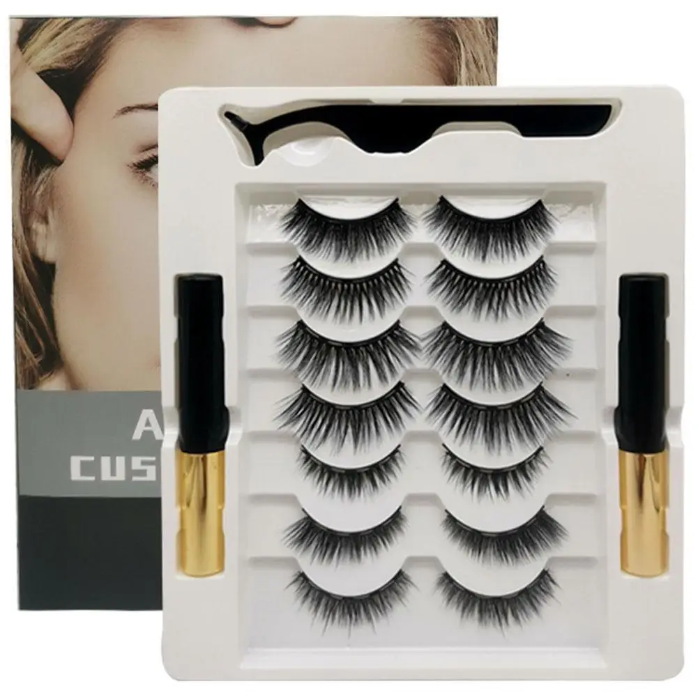 Fake Eyelashes Natural Magnetic No Glue 3D Mink Lashes Natural Feathery Effect Lightweight Flexible Band Fake Lashes Extension