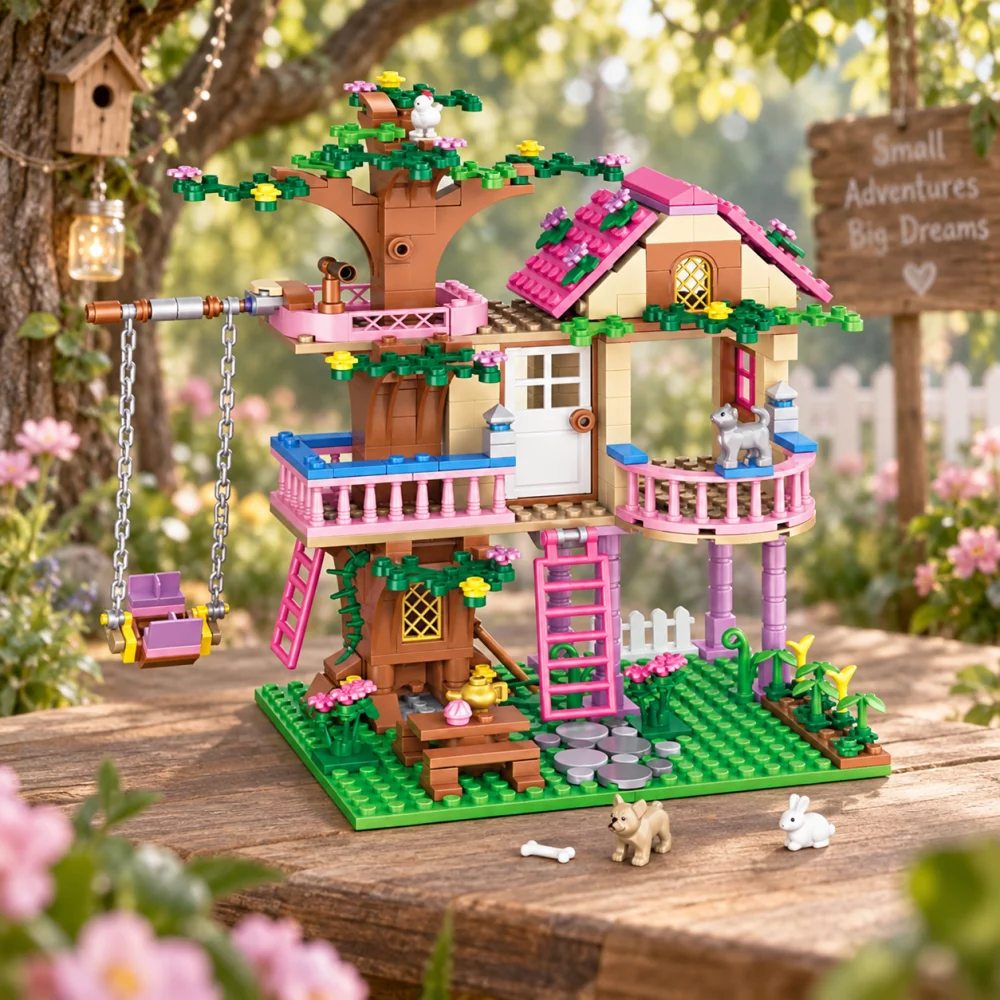 2026 Creative Summer Holiday Villa Tree House Building Model Kit Assembly Bricks STEM Learning Toys for Children Birthday Gift