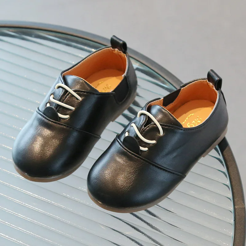 Children Casual Shoes White Dress Shoes Girls Boys Soft Bottom Black Brown Kids Leather Shoes Kid Slip on Leather Shoes