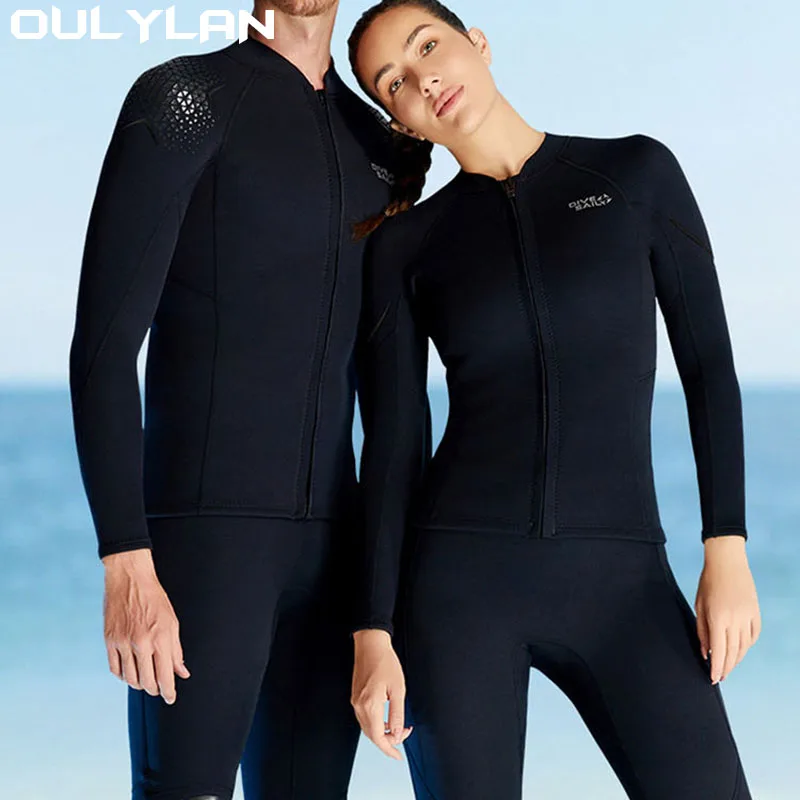 Oulylan  Jacket Long Sleeve Snorkeling Coat Women Surfing Winter Jacket Fishing Swimwear 1.5MM Neoprene Wetsuit Men Diving