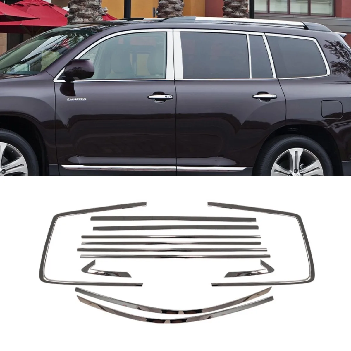 

Car Window Decorative Strip Stainless Steel Door Frame Exterior For Toyota Highlander 2007-2013 Body Kit Car Accessories