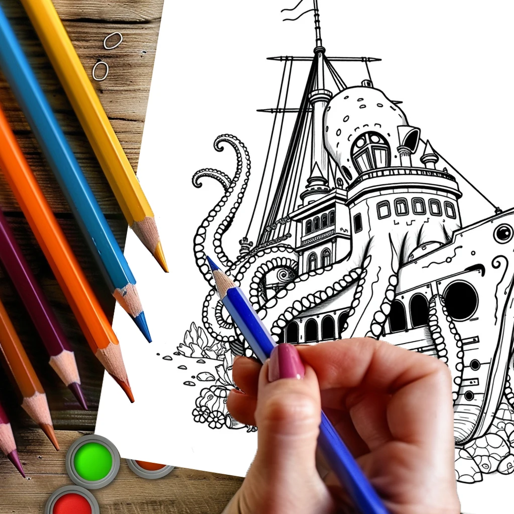 28 Pages Original Underwater Sea Life Coloring Book for Adult | Colouring Book, Drawing Supplies for Christmas, Thanksgiving