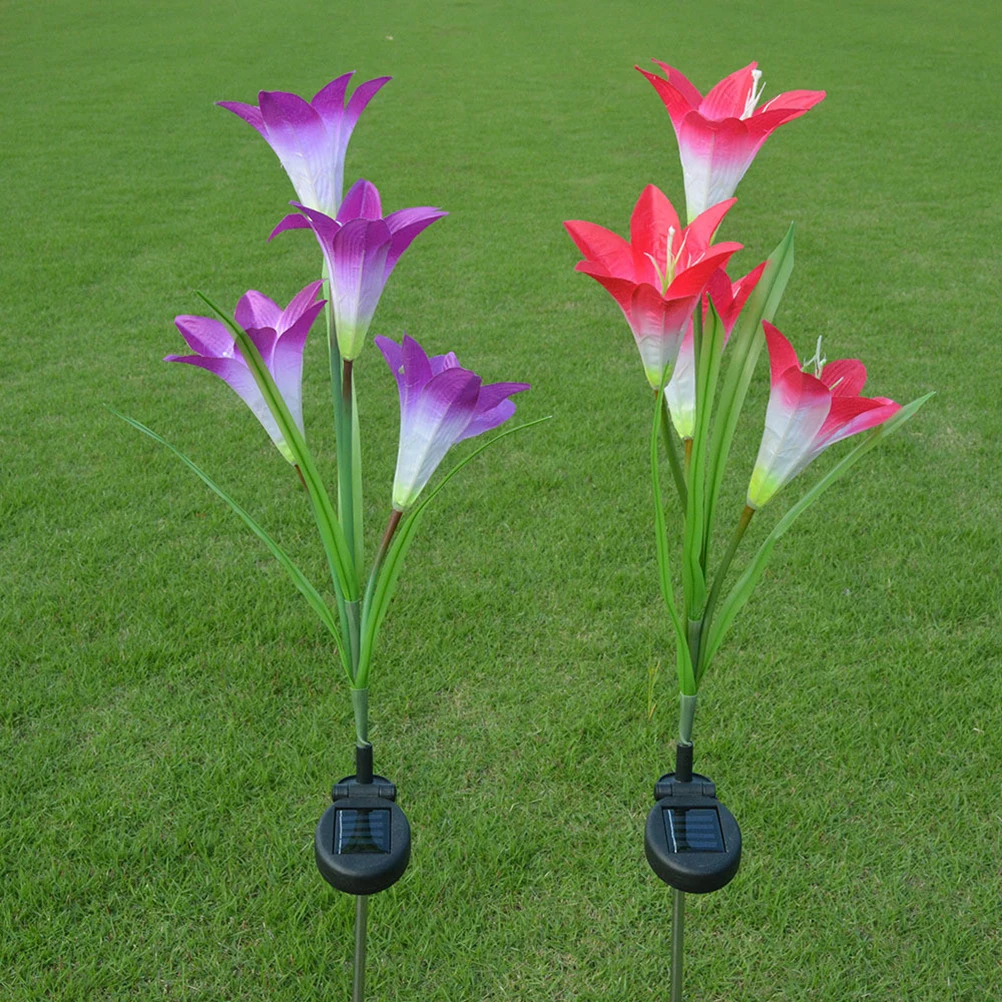 

Solar Flower Lamp LED Garden Stake Light Purple Flowers Durable Outdoor Night Lighting Auto On Off Solar Powered