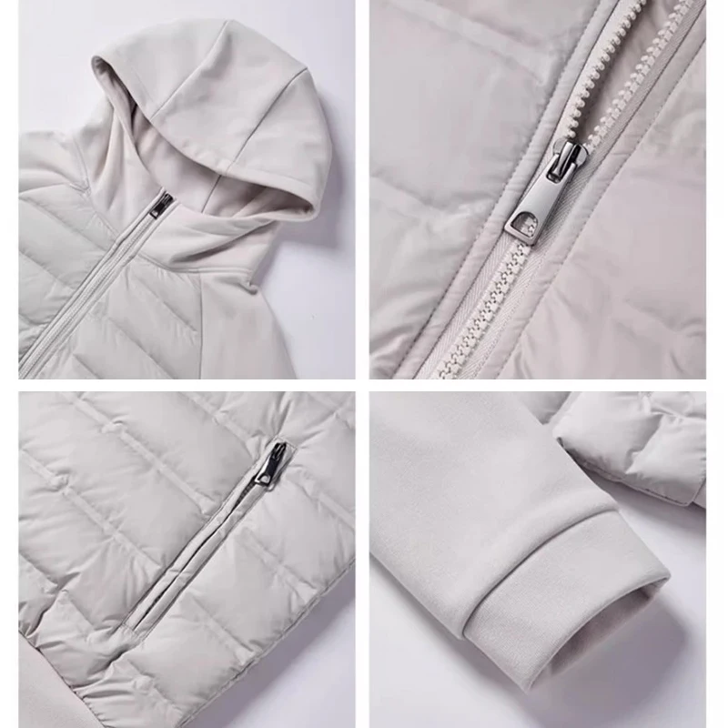 YESUNION 겨울 캐주얼 후드 재킷 90% 구스 다운 재킷 따뜻하고 다용도 캐주얼 탑 유니섹스 야외 경량 패딩 재킷