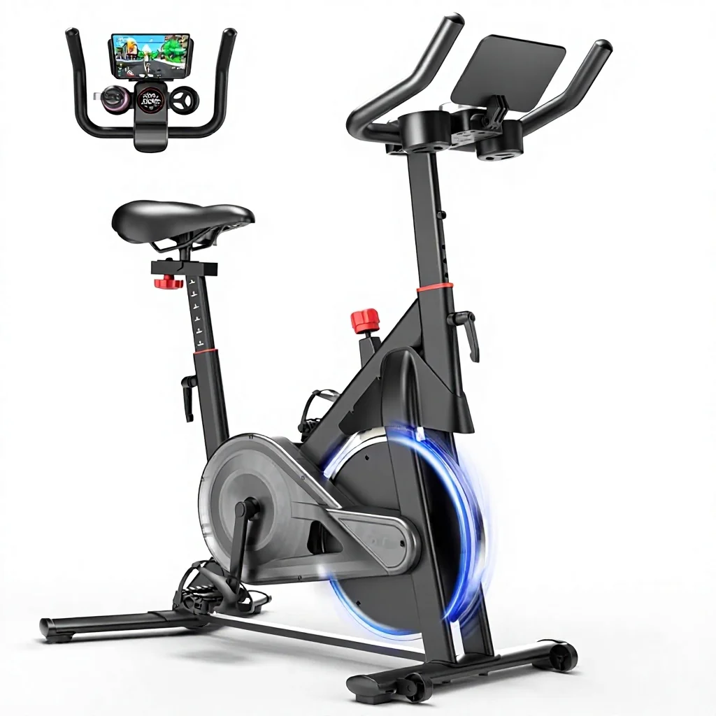 Indoor Spin Bike Heavy Duty Steel Frame Home Cardio Exercise Adjustable Resistance Professional Fitness Equipment