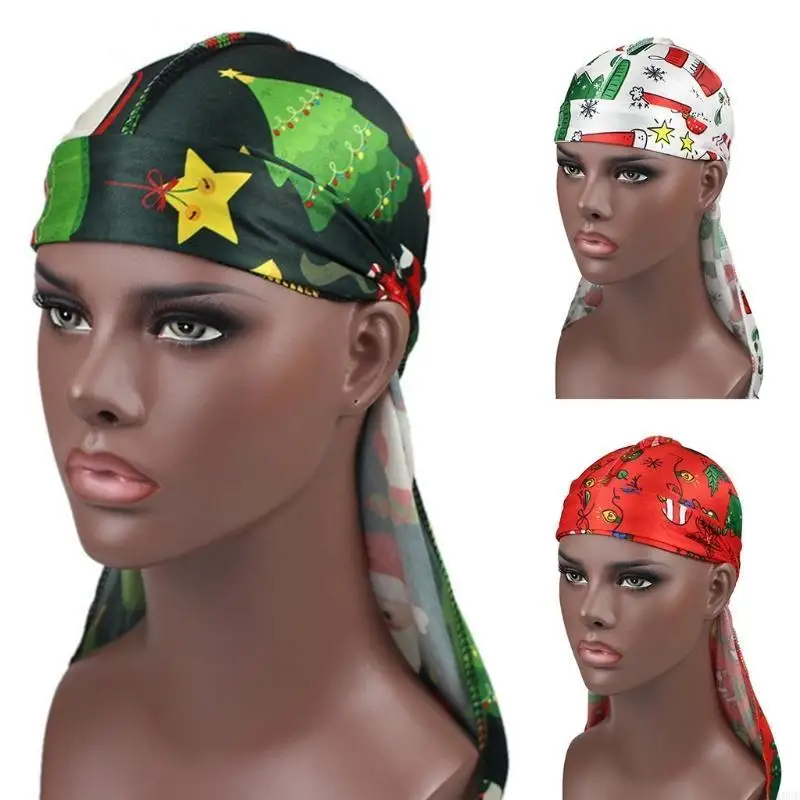 قبعة عيد الميلاد Durags قبعة بيني مطبوعة على الموضة لقبعة النوم لحجاب الرأس الإسلامي