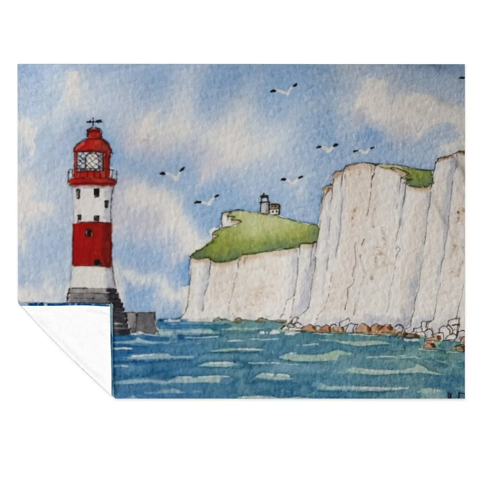 

Beachy Head and Belle Tout Lighthouses. Throw Blanket Sofa Quilt Moving bed plaid Picnic Blankets