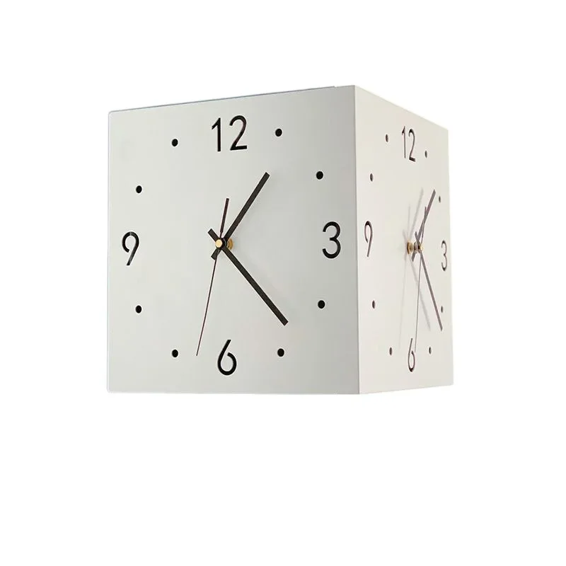 

Ins Wind Corner Clock Wall Clock Living Room Creative Simple Modern Wall Clock No Punching Fashion Corner Metal Restaurant